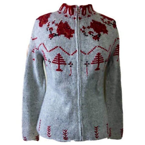 Villager Sport Liz Claiborne Angora Full Zip Cardigan Christmas Sweater Size XL - Picture 2 of 13